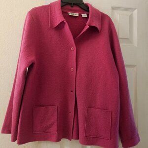 Madison Studio Merino Wool Button Hot Pink Vintage Stretch Blazer jacket S